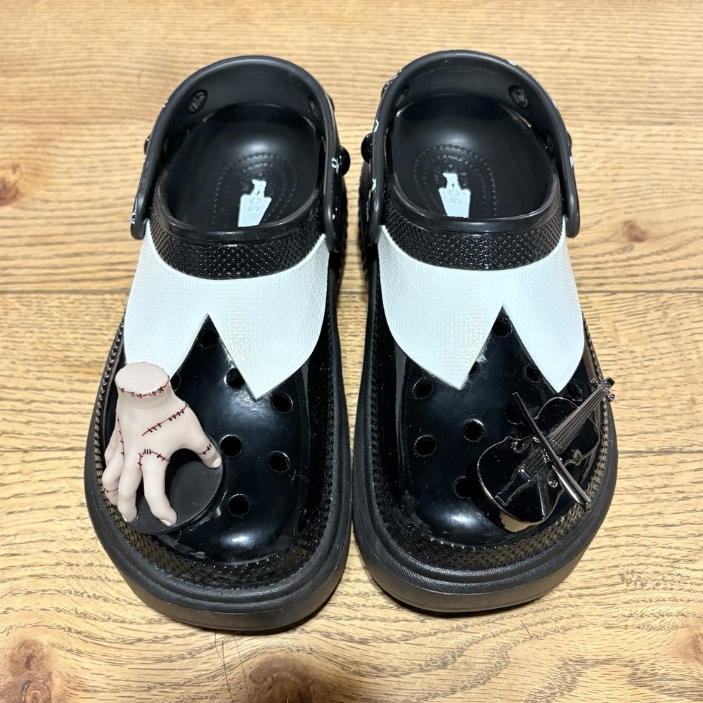 Crocs Wednesday Addams Stomp Clog Womens Size 8 Black Platform Addams Family - Picture 2 of 9